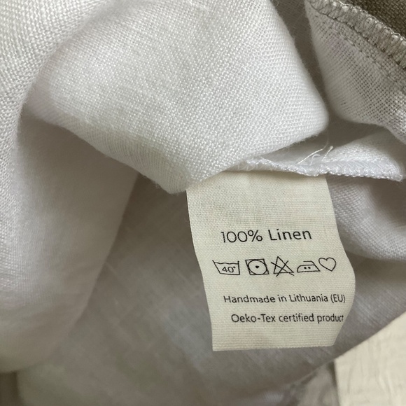 Voluminous Linen Maxi Dress White/Grey Colour Block Sundress Made in EU Size XL - Picture 11 of 16